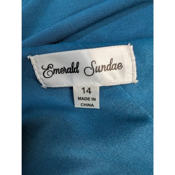 Emerald Sundae Teal One-Shoulder Ruched Bodycon Dress Size 14 - Picture 8 of 10